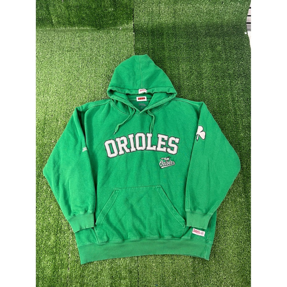 Stitches Baltimore Orioles St Patricks Day Green Hoodie Mens Large MLB Shamrock